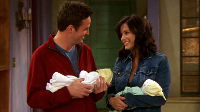 Friends Monica and Chandler with babies