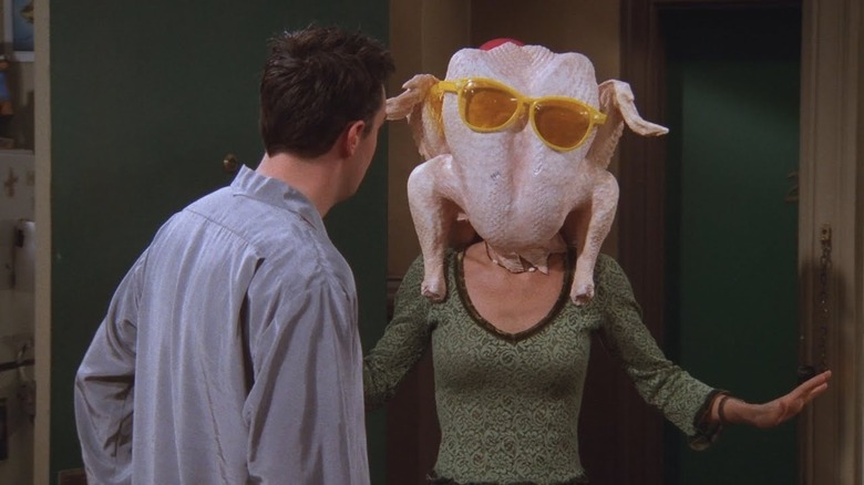 Friends Monica wearing a turkey