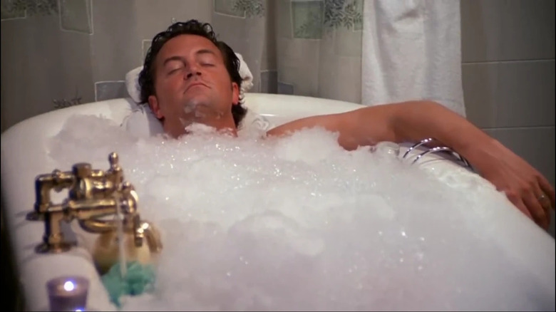 Chandler takes a bubble bath