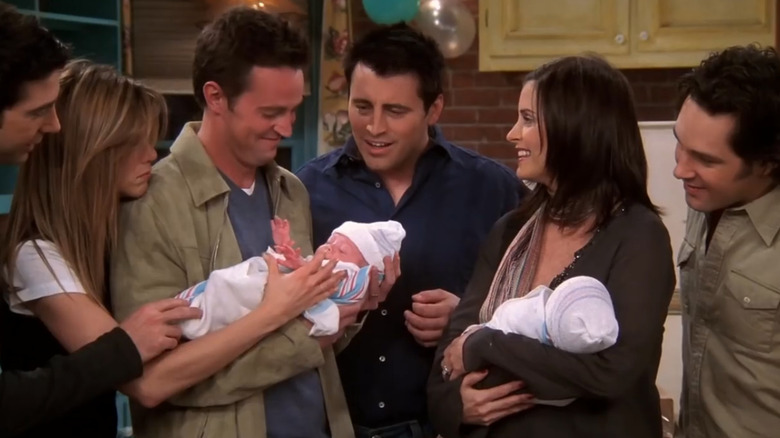 Chandler introduces his twins to the gang