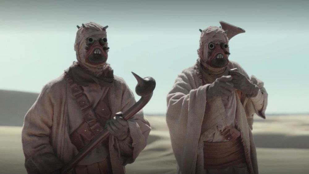 The Tusken Raiders negotiating with Mando in The Mandalorian