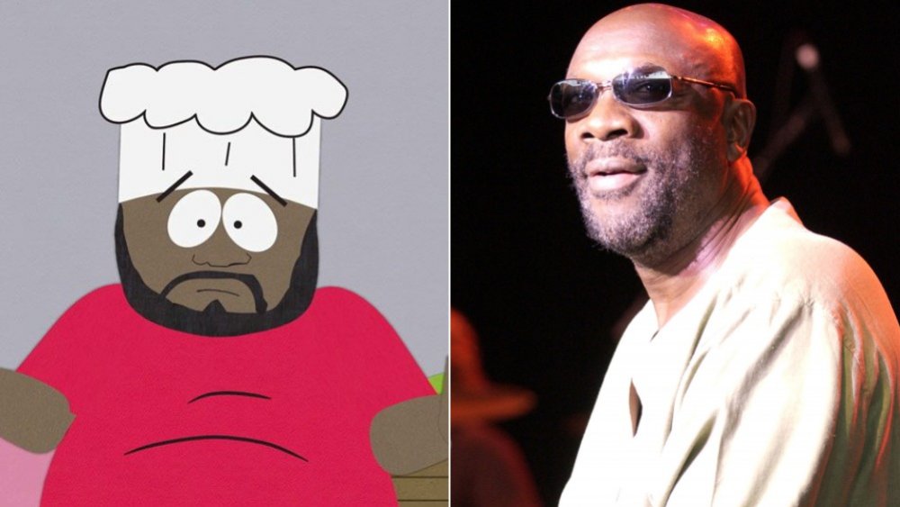 Split image of Chef on South Park and Isaac Hayes