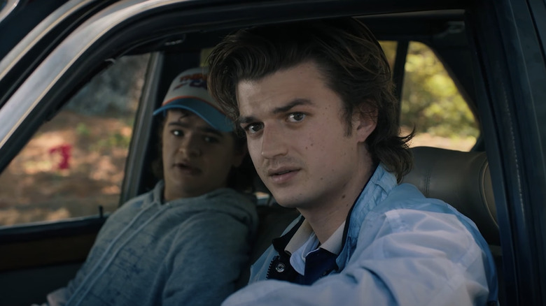 Steve Harrington and Dustin in car