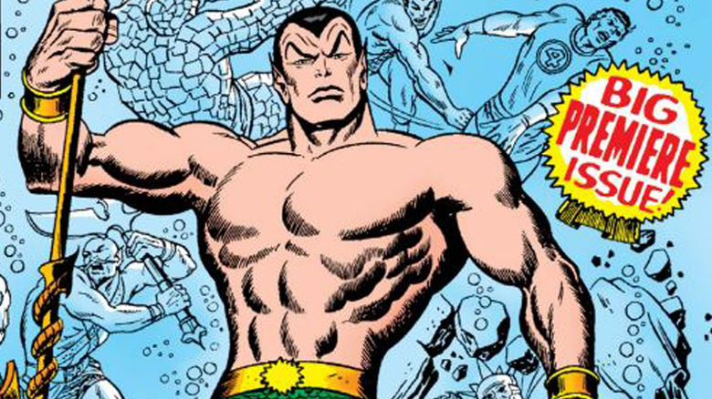 Namor holds a trident