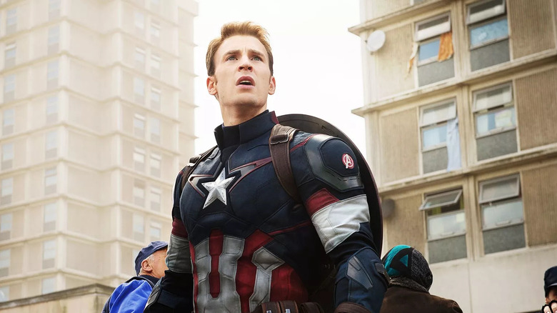 Captain America looks up