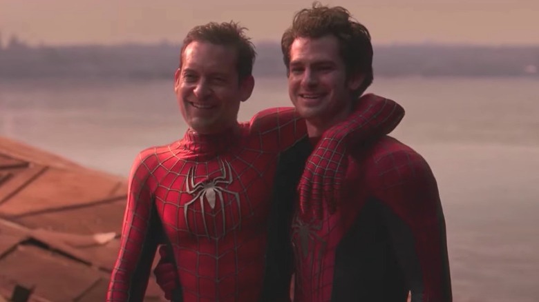 Two Spider-Men stand together