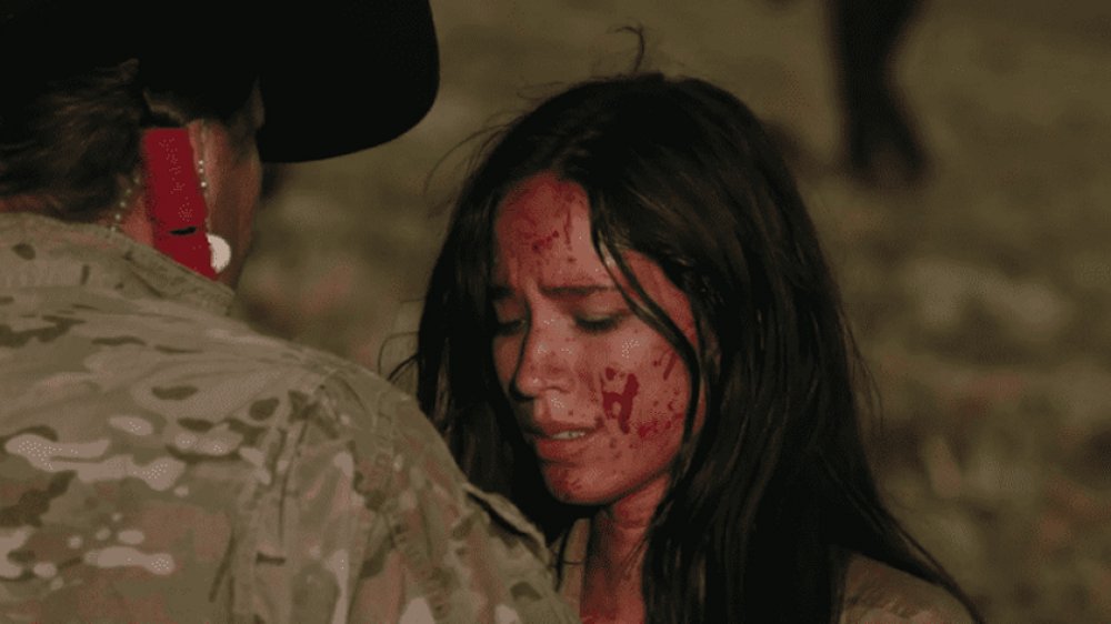 Kelsey Asbille covered in blood on Yellowstone season 3