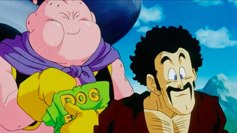 Buu eats dog food with Mr. Satan