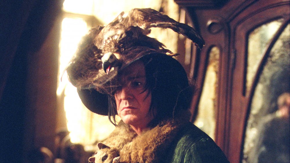 Alan Rickman as Severus Snape, dressed as Augusta Longbottom in Harry Potter and the Prisoner of Azkaban