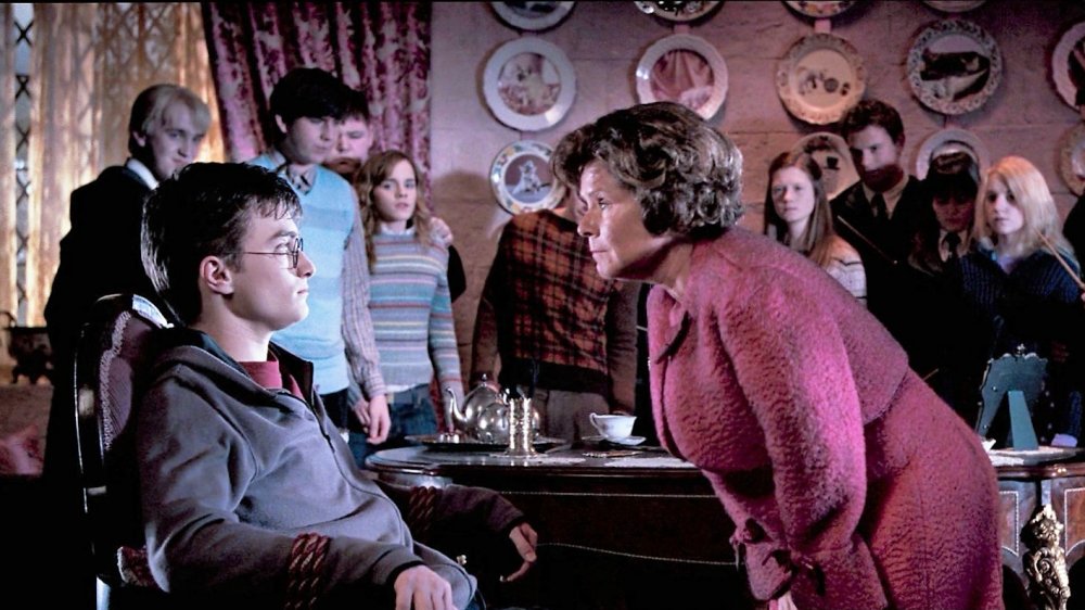 Imelda Staunton as Dolores Umbridge and Daniel Radcliffe as Harry Potter in Harry Potter and the Order of the Phoenix