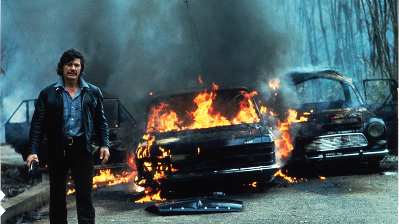 Charles Bronson walks away from burning car