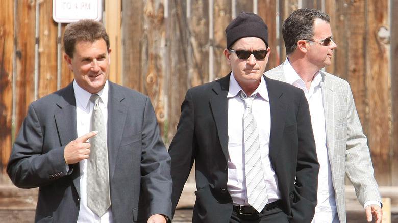 Charlie Sheen approaching court in Aspen