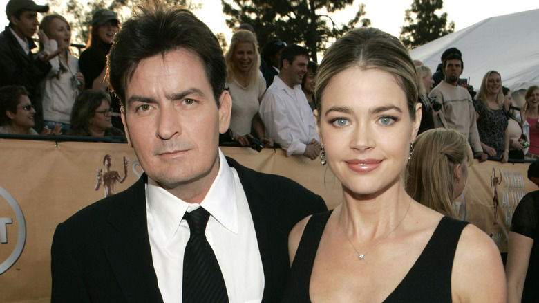 Charlie Sheen and Denise Richards pose for photos