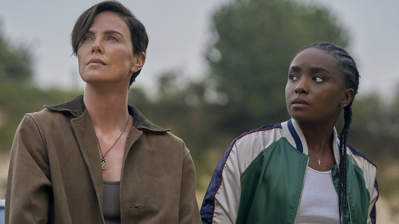 Charlize Theron and KiKi Layne looking on