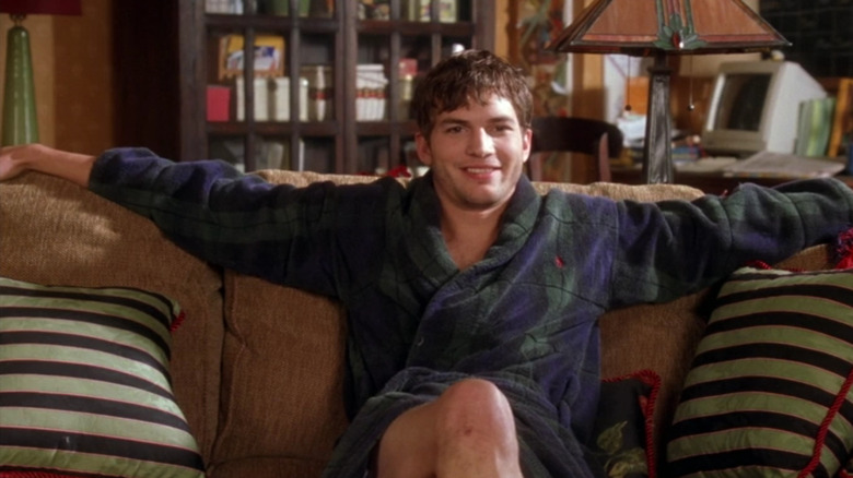 Ashton Kutcher Hank lunging bathrobe 