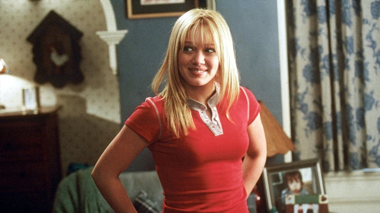 Hilary Duff Lorraine Baker smiling red shirt