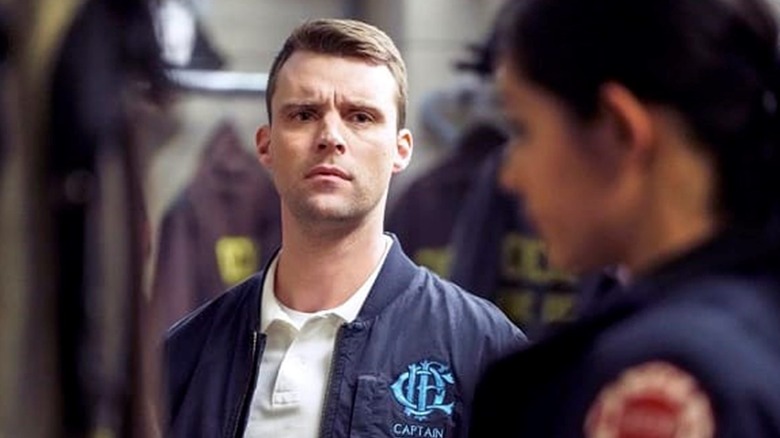 Jesse Spencer looking serious in Chicago Fire