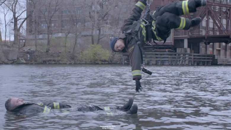 Taylor Kinney floating, Miranda Rae Mayo reaching