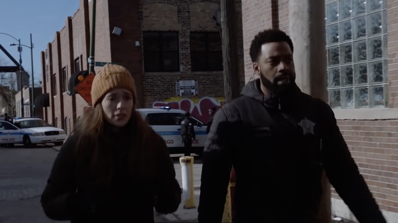 Marina Squerciati and LaRoyce Hawkins in Chicago PD