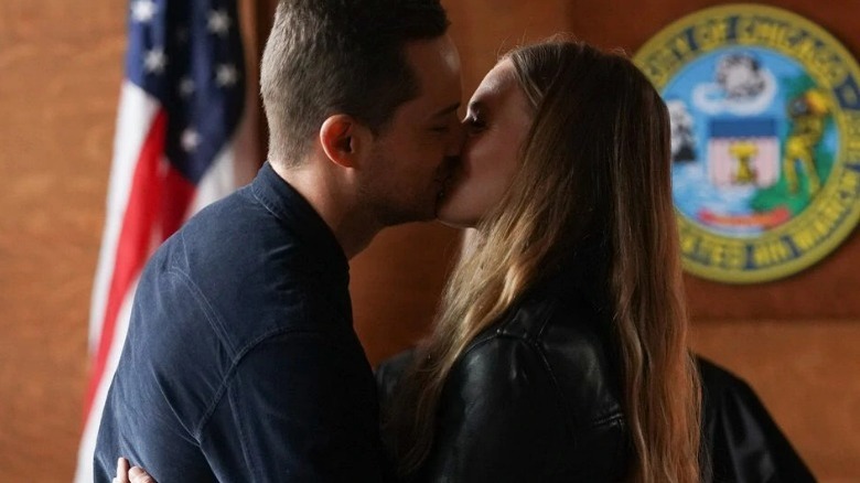 Jay Halstead and Hailey Upton kissing