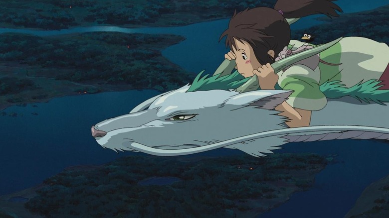 Chihiro and Haku flying