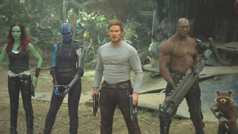 Gamora, Nebula, Peter, Drax, and Rocket