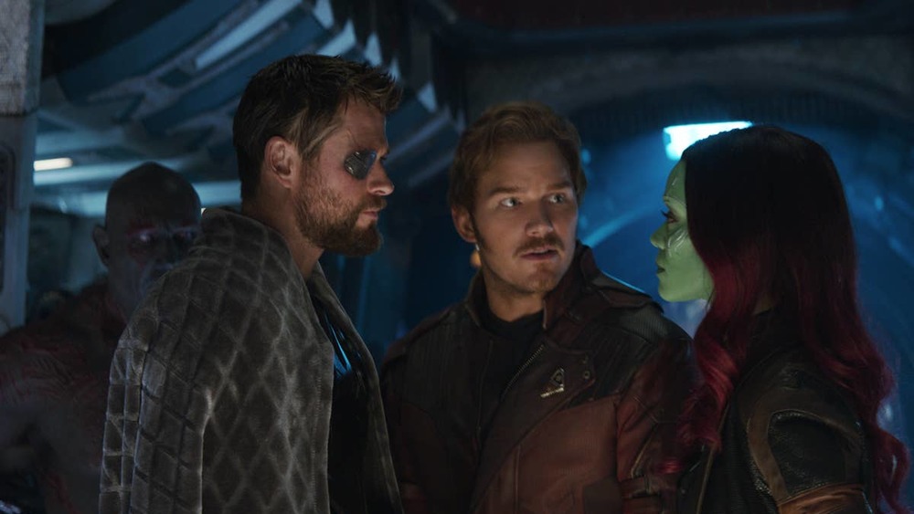 Chris Hemsworth, Chris Pratt and Zoe Saldana in Avengers 4