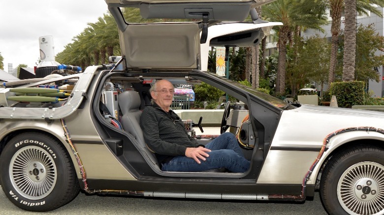 Christopher Lloyd in a DeLorean