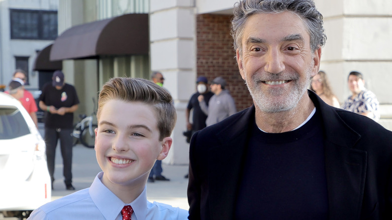 Iain Armitage and Chuck Lorre smiling