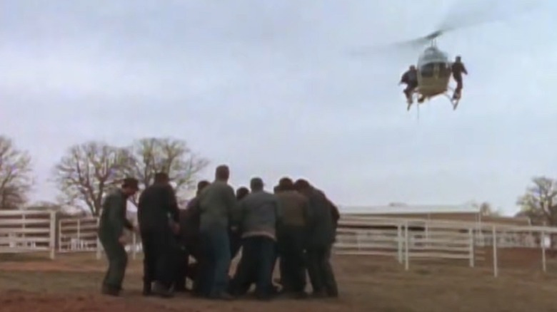 Walker jumps from a helicopter