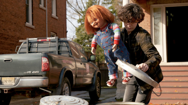 Chucky and Zachary Arthur as Jake Wheeler in "Chucky"