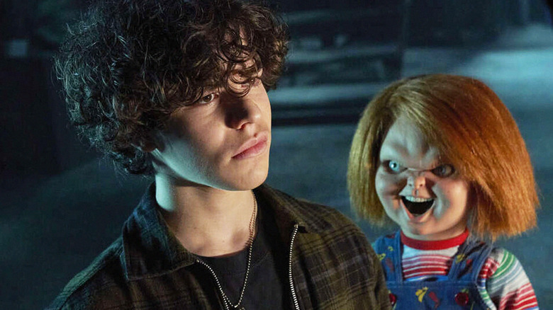 Chucky makes a sinister face towards Jake