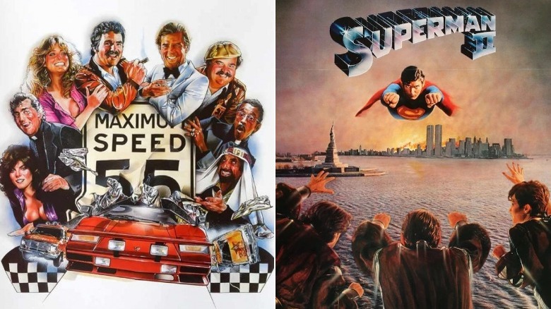 posters for Cannonball Run and Superman II