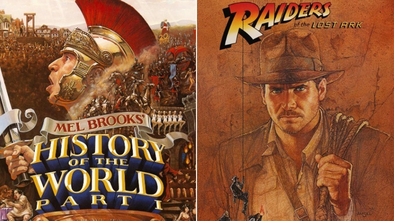 posters for History of the World Part 1 and Raiders of the Lost Ark