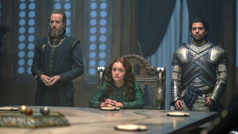 Rhys Ifans, Olivia Cooke, and Fabien Frankel in "House of the Dragon"