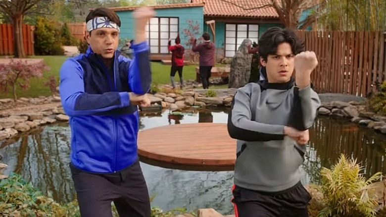 Daniel LaRusso and Miguel Diaz training