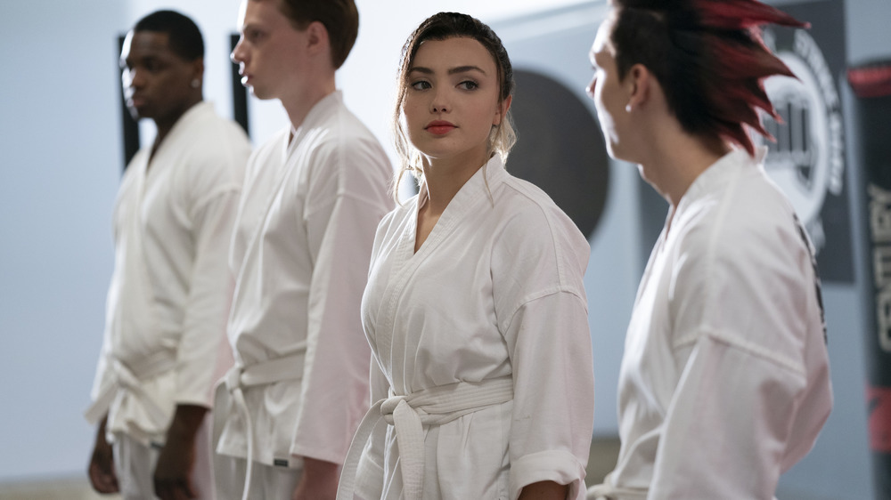 Peyton List in Cobra Kai dojo