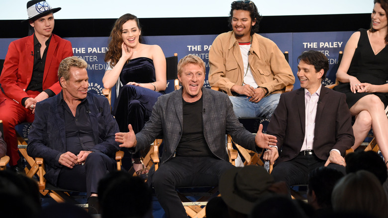 The cast at the "Cobra Kai" Premiere at The Paley Center for Media on April 22, 2019 in Beverly Hills, California.