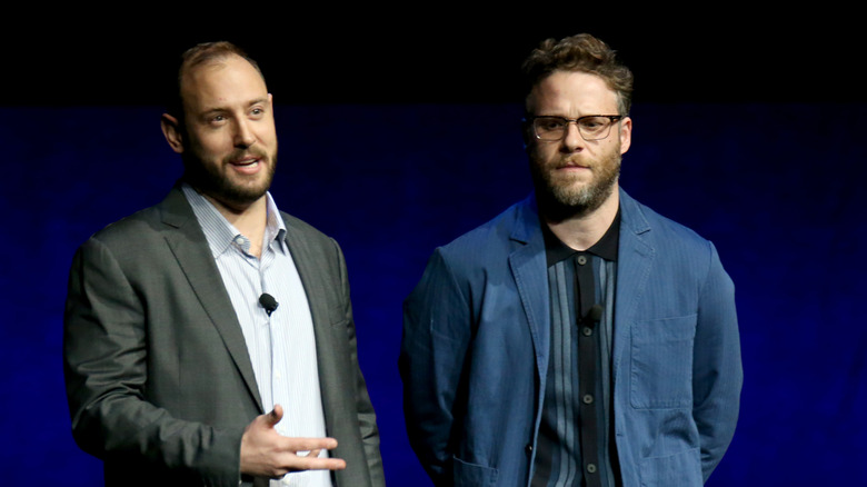 Seth Rogen and Evan Goldberg speaking