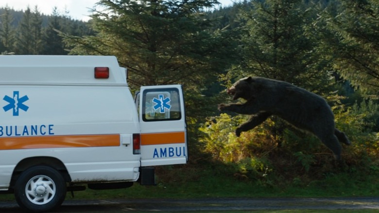 Cocaine Bear attacking ambulance