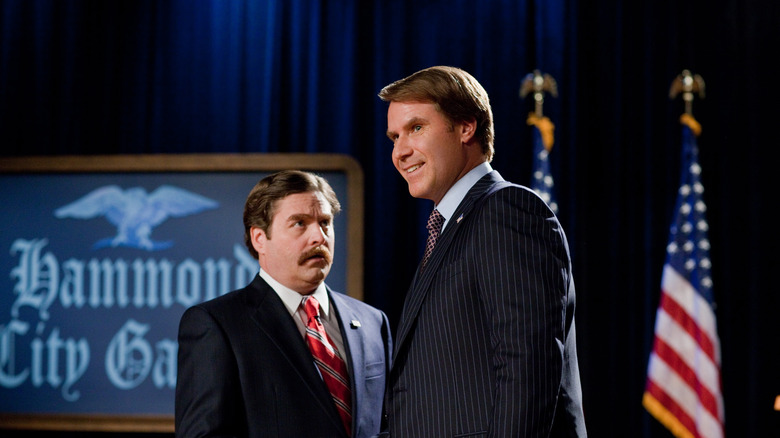 Zach Galifianakis and Will Ferrell shaking hands