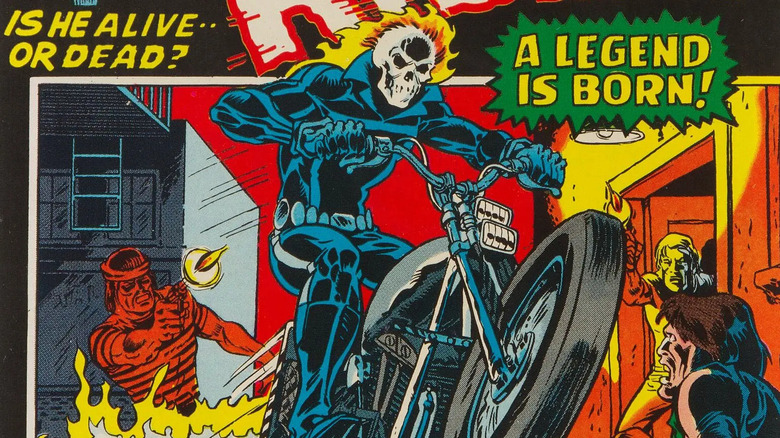 Ghost Rider jumps on his bike