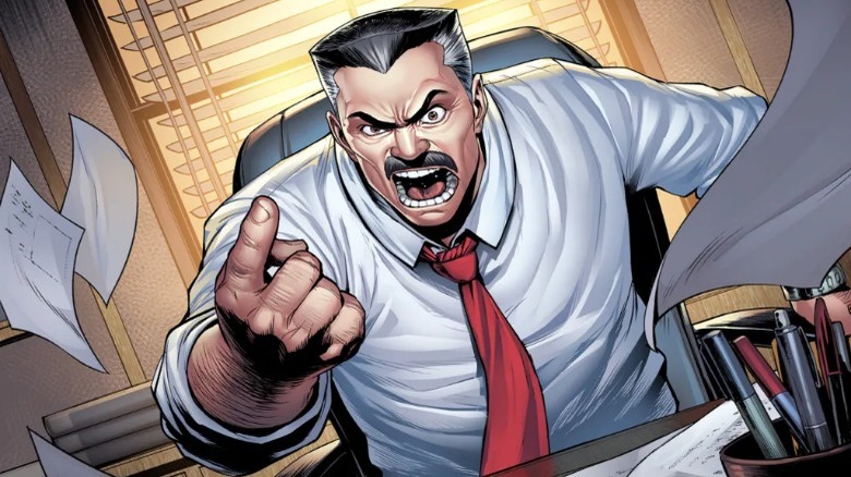 J. Jonah Jameson angrily pointing finger