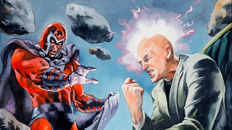 Magneto fighting Professor Charles Xavier