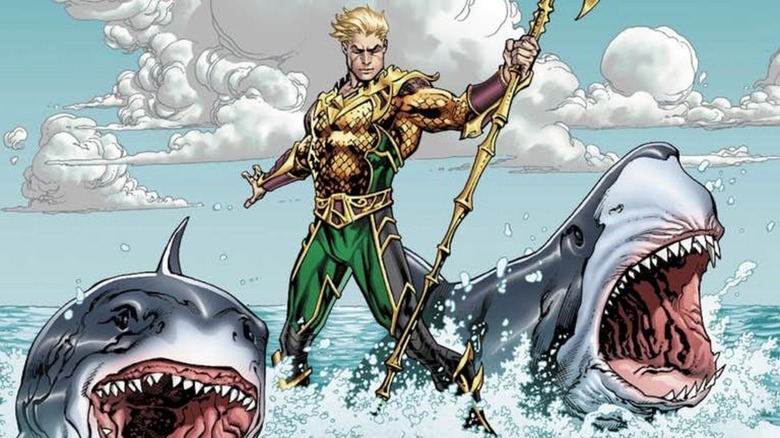 Aquaman with his guard sharks