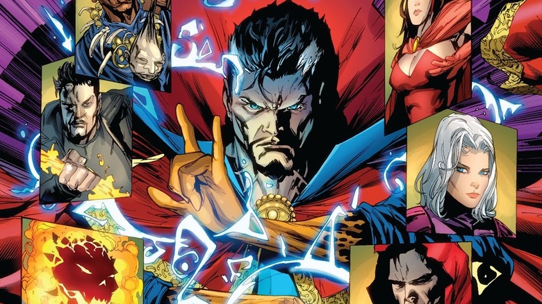 Doctor Strange surrounded by faces