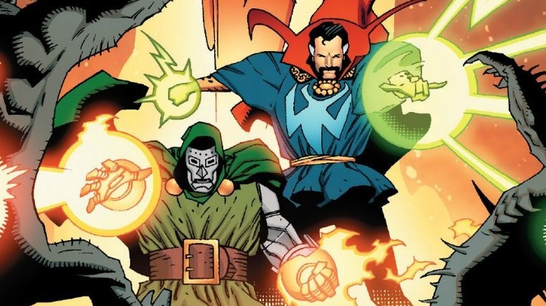 Dr. Strange and Dr. Doom cast spells