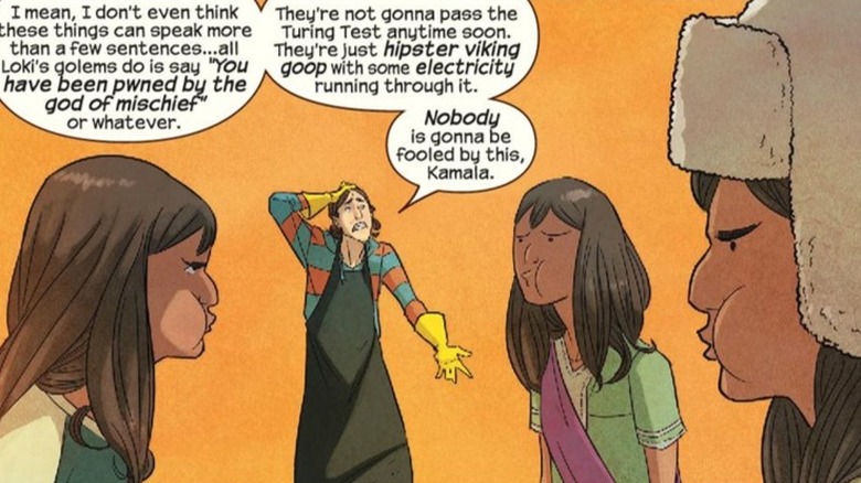 Kamala squinting at golems