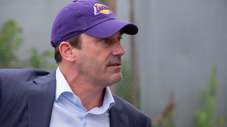 Fletch wearing a Lakers cap