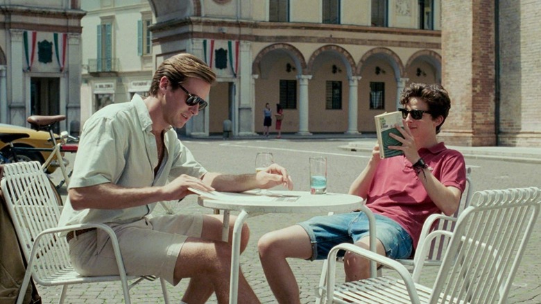 Oliver and Elio sat outside